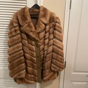 Mink and leather coat